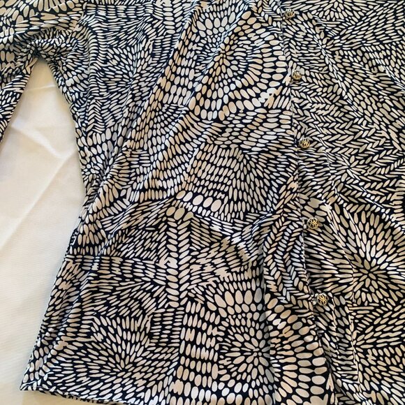 Paloma Carmin Navy White Elbow Length sleeve blouse size 40 - Picture 5 of 6